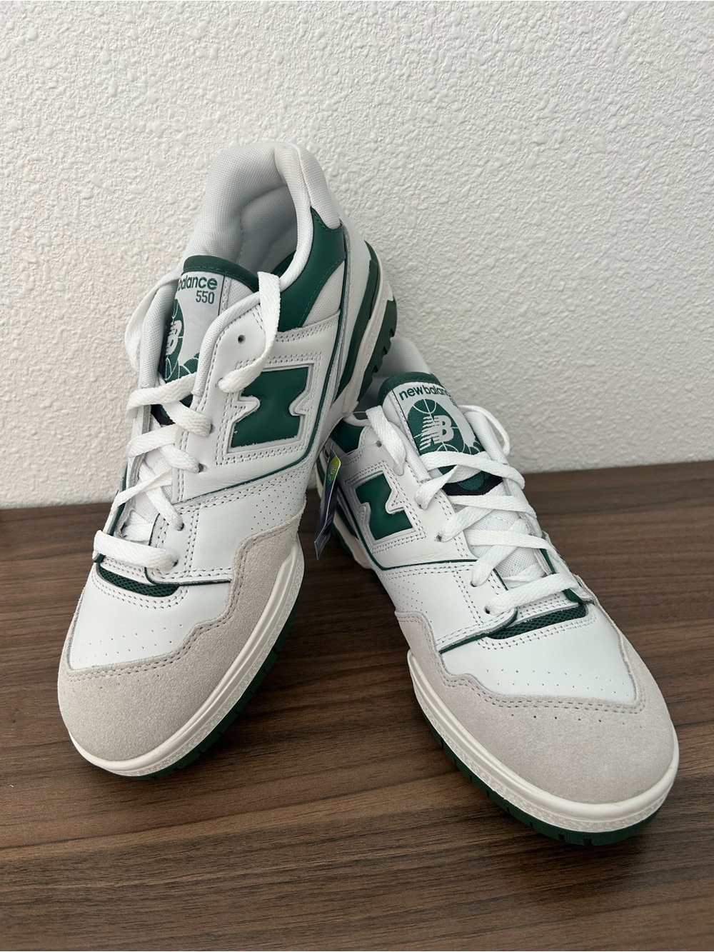 New Balance White and Green 550 Men's Low-Top Sneakers
